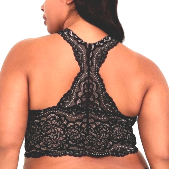 ❤️NWT VINTAGE TORRID BRALETTE - NUDE BLACK LACE UNLINED RACERBACK SEMI-SHEER BRA - Picture 7 of 10